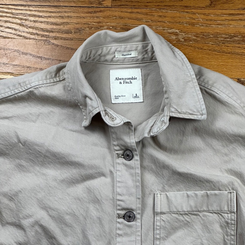 Abercrombie & Fitch Oversized Button Down Denim Utility Shirt Jacket Women's Sm